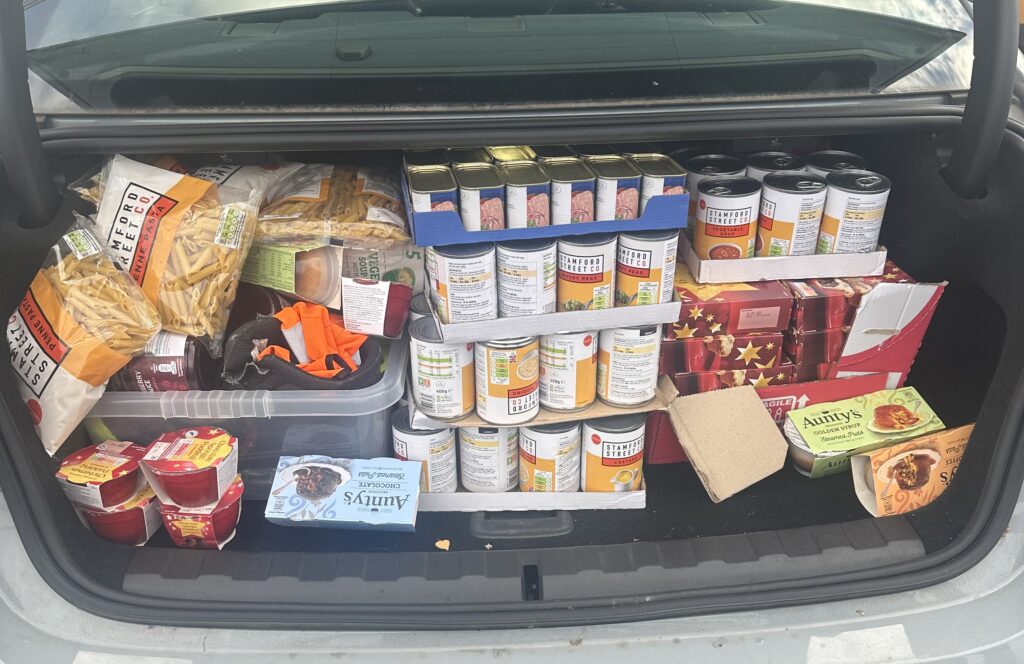 Team Sainsbury's Boot Photo of the food donation
